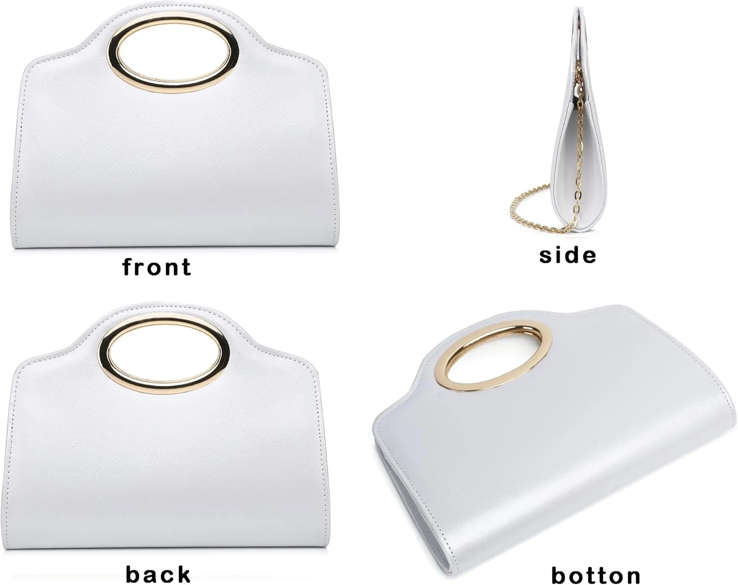Top Metal Handle Clutch Bags for Women, Evening Handbag Shoulder Crossbody Purse with Chain