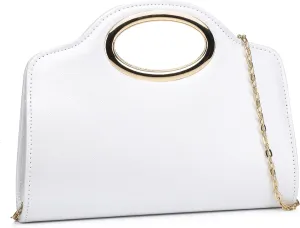 Top Metal Handle Clutch Bags for Women, Evening Handbag Shoulder Crossbody Purse with Chain