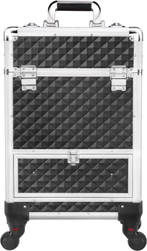 Topeakmart Professional Large Makeup Case Artist Rolling Professional Cosmetic Organizer Trolley Portable Travel Makeup Train Case Big