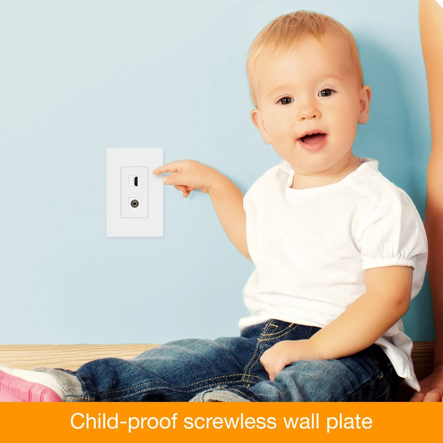 TOPGREENER 2 Port RJ45 Keystone Screwless Wall Plate, Cat5 Cat6 Jack Module Compatible, Size 1-Gang 4.69" x 2.93", Port .60" x 50", Polycarbonate Thermoplastic, SI8872-5PCS, Glossy, White (5 Pack)