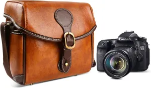 Topixdeals Canon Camera Bag,Dslr Camera Bag,leather camera bag,Removable Inserts,Waterproof Shockproof Camera Case For Canon, Nikon, Sony, Pentax, Olympus, Panasonic, Samsung,Brown Leather