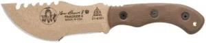 TOPS Knives Tom Brown Tracker #4 Full Tang Fixed Blade- Coyote Tan Coating Blade Finish- Coyote Tan Kydex Sheath w/Multi-Position Spring Steel Clip (Green Canvas Micarta Handle)