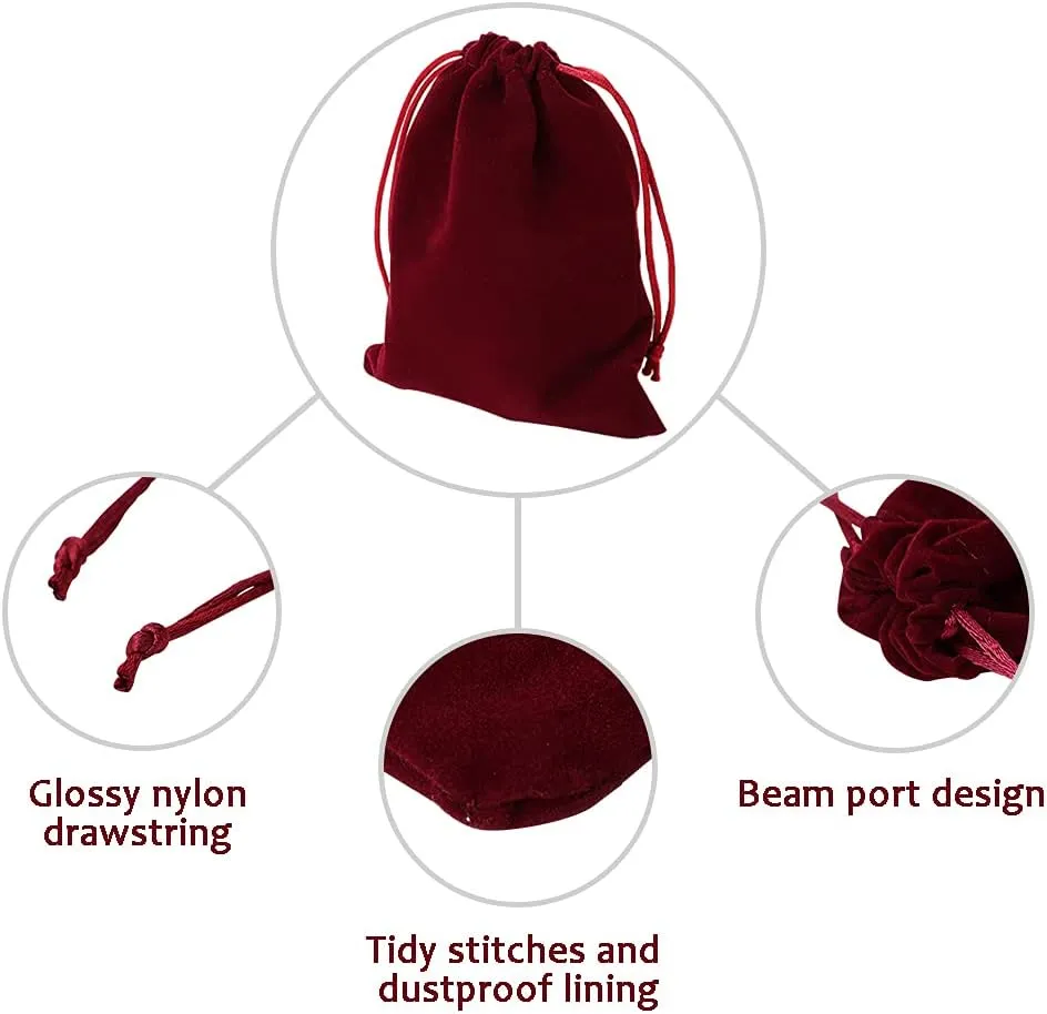 TopTie Custom 50 PCS Velvet Gift Wrap Bags with Drawstrings, 4"x6" Logo Print Jewelry Pouches for Wedding Favors
