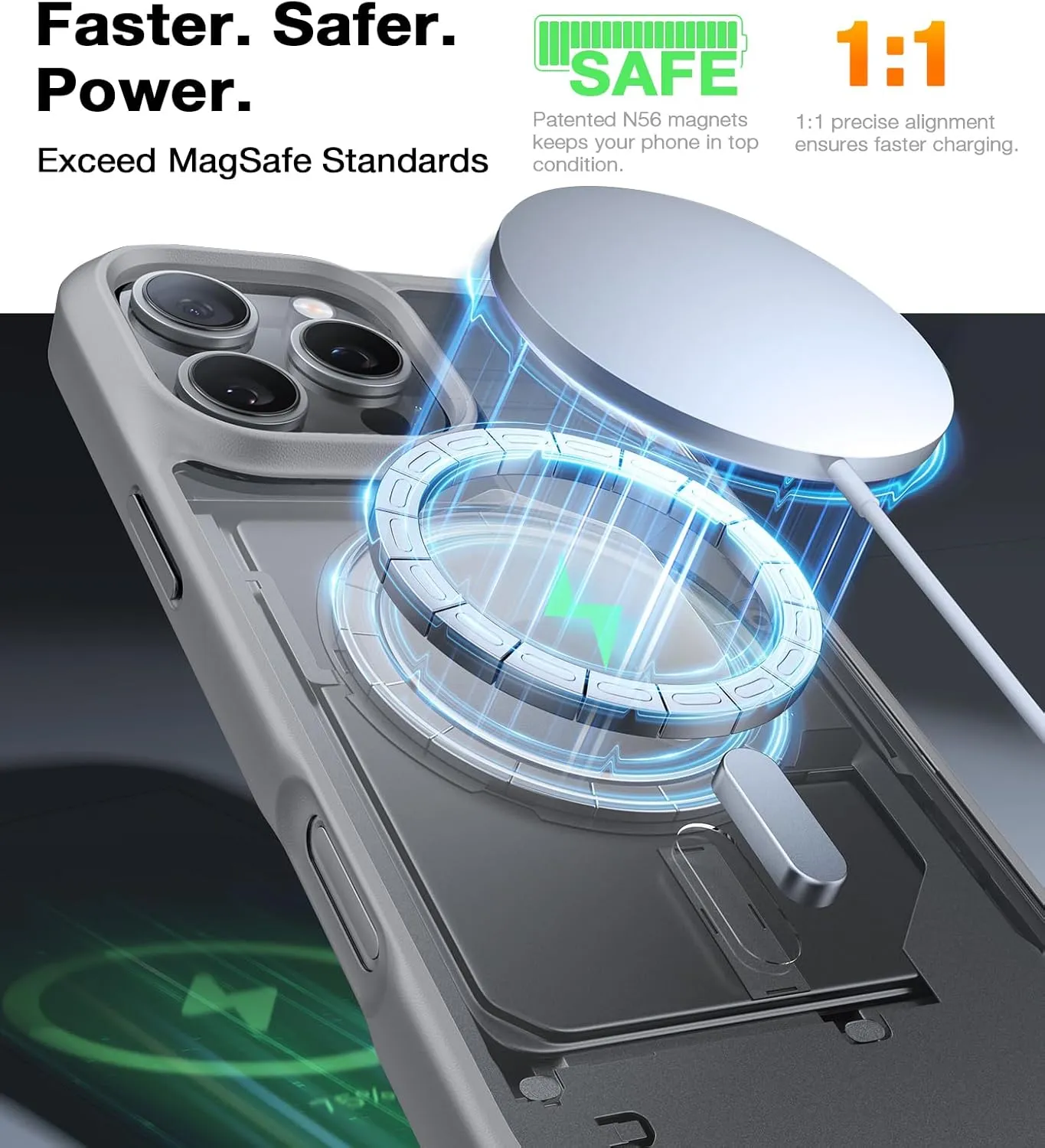 TORRAS Stronger Magnetic & Shockproof for iPhone 16 Pro Case, Military Grade Drop Protection, Compatible with MagSafe, for iPhone 16 Pro Case Slim, Translucent Matte Natural Titanium Gray