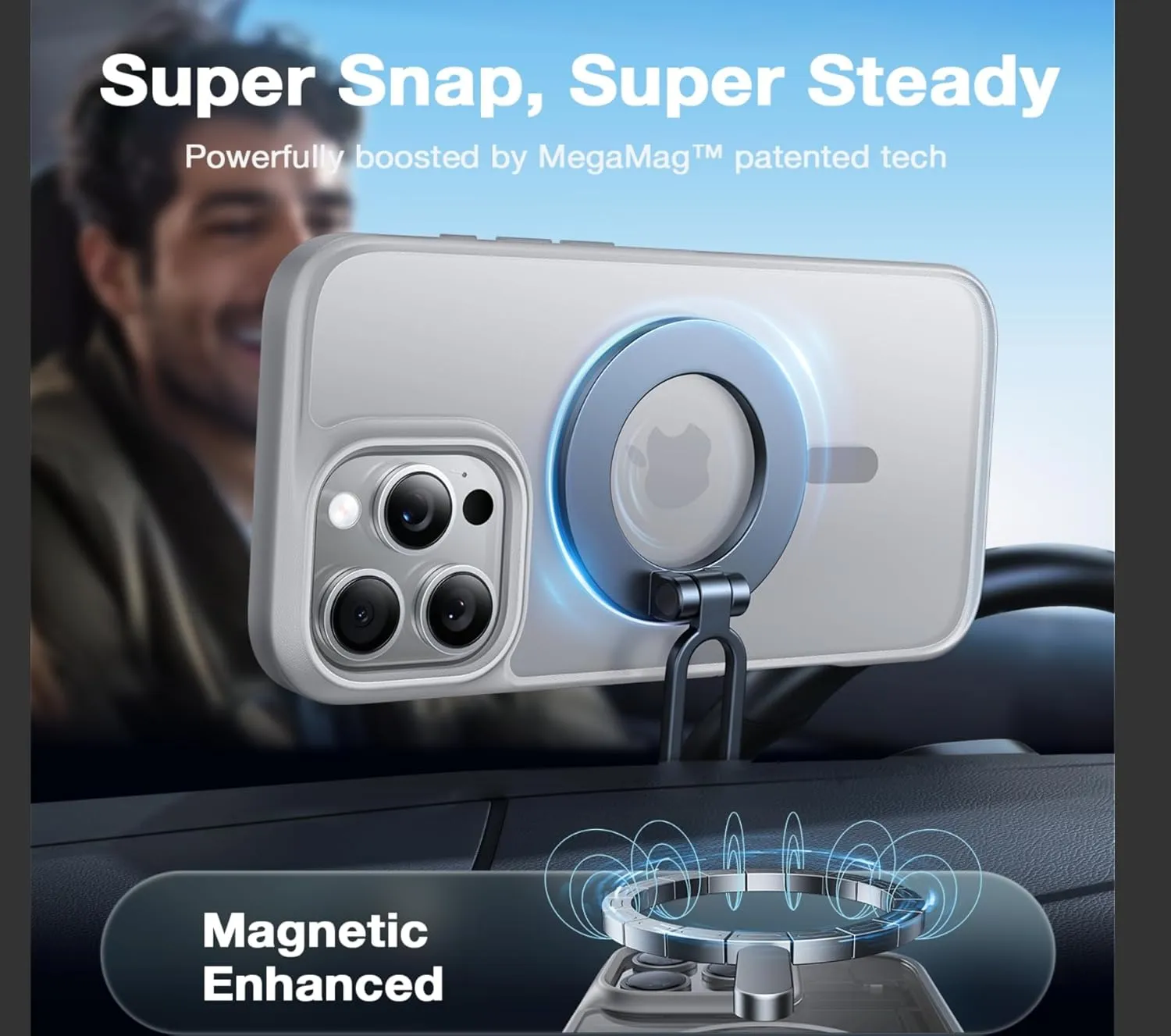 TORRAS Stronger Magnetic & Shockproof for iPhone 16 Pro Case, Military Grade Drop Protection, Compatible with MagSafe, for iPhone 16 Pro Case Slim, Translucent Matte Natural Titanium Gray