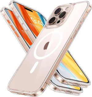 TORRAS Stronger Magnetic & Shockproof iPhone 16 Pro Case, Clear, Military Grade Drop Protection, Compatible with MagSafe, Slim, Anti-Yellowing Diamond Clear