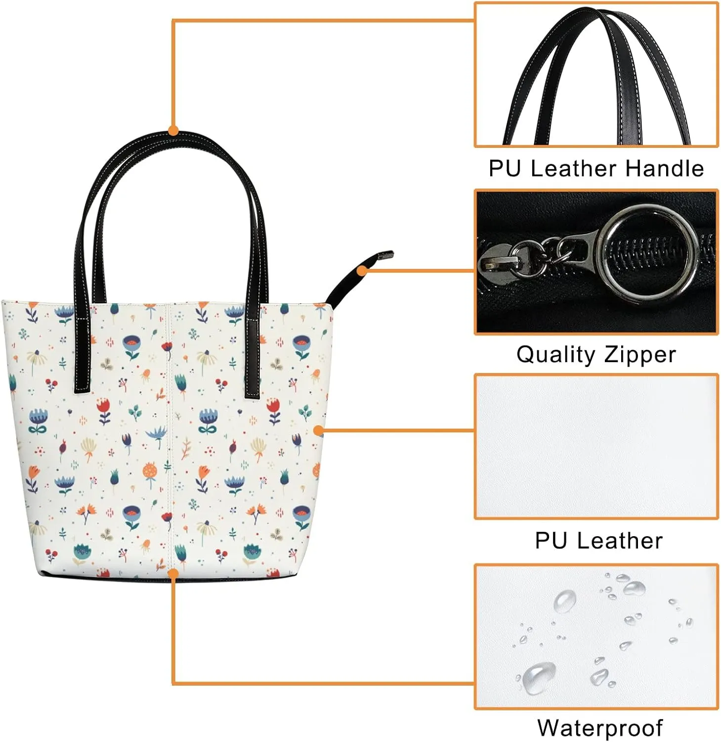 Tote Bag for Women PU Leather Handbags Women's Crossbody Handbags Work Tote Bags for Women Coachbags Tote Bag with Zipper