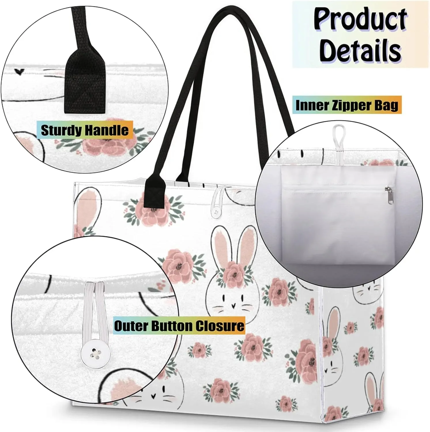 Tote Bag for Women Reusable Canvas Shoulder Bag