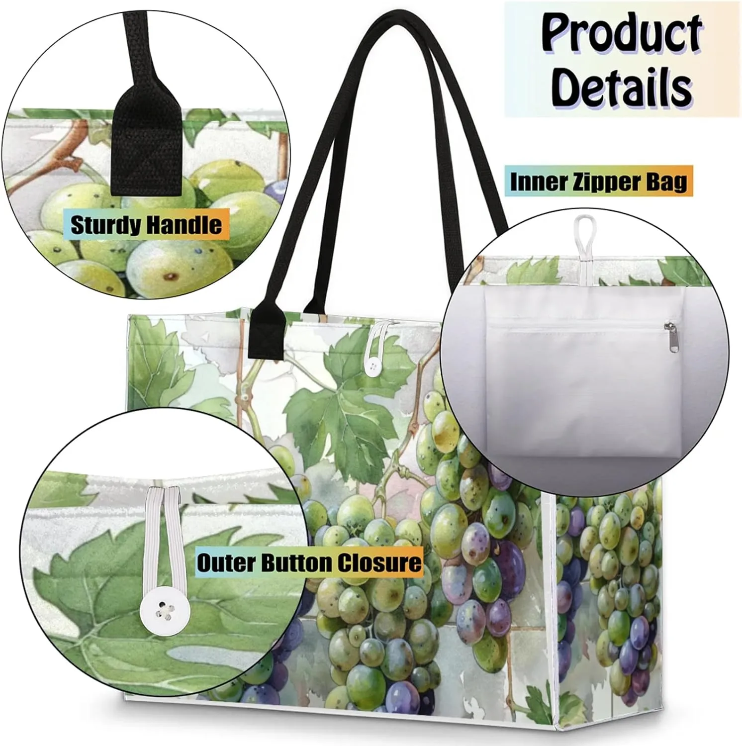 Tote Bag for Women Reusable Canvas Shoulder Bag