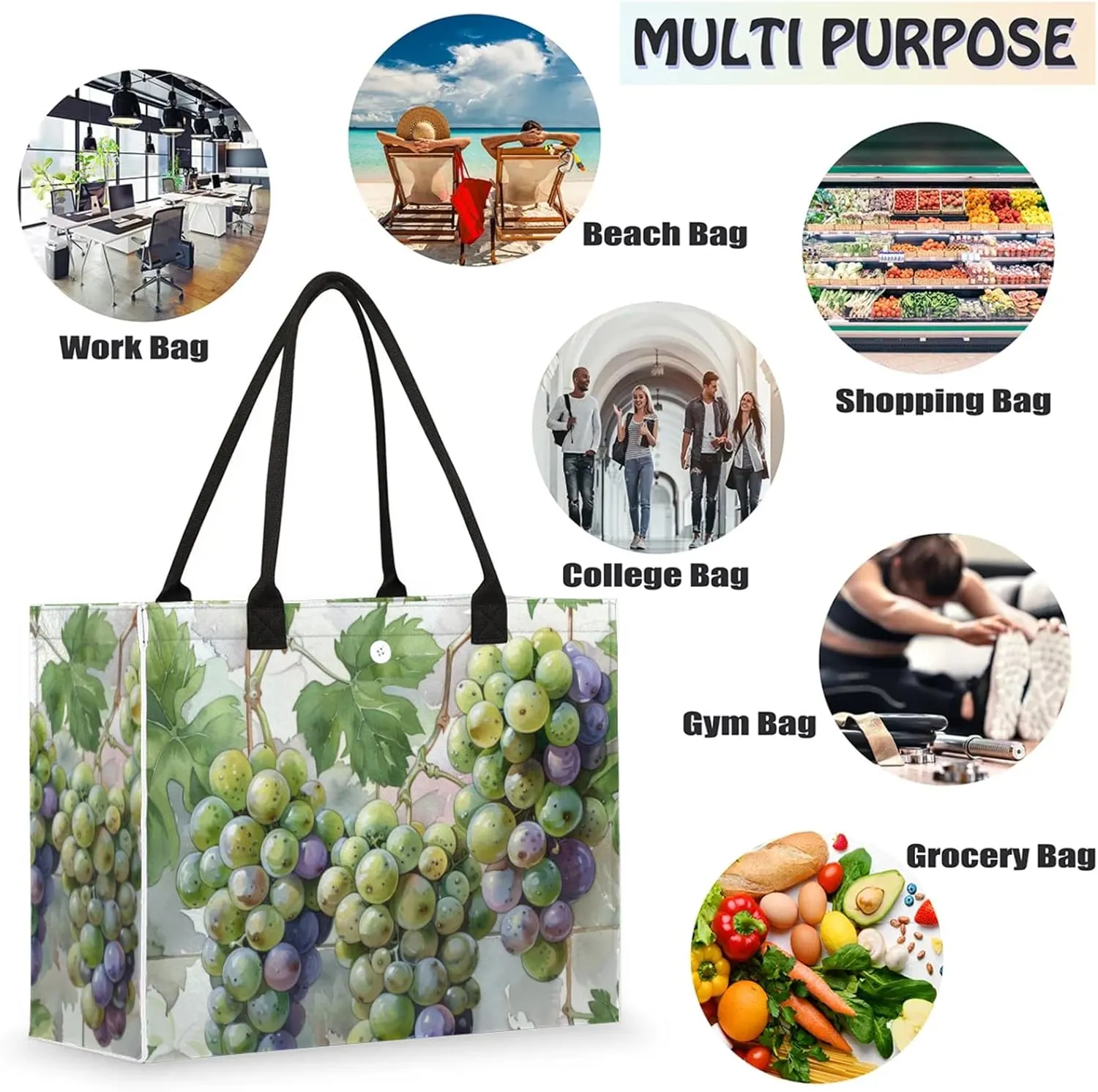 Tote Bag for Women Reusable Canvas Shoulder Bag