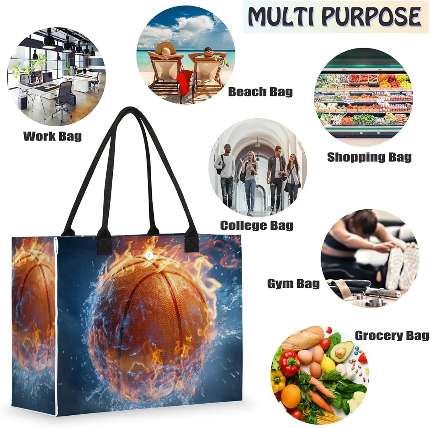 Tote Bag for Women Reusable Canvas Shoulder Bag
