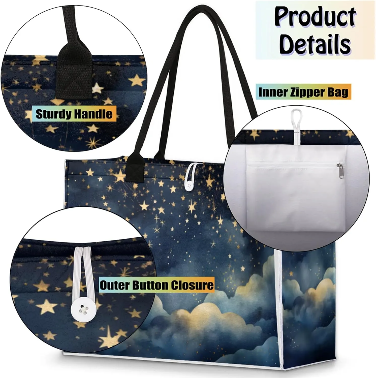 Tote Bag for Women Reusable Canvas Shoulder Bag