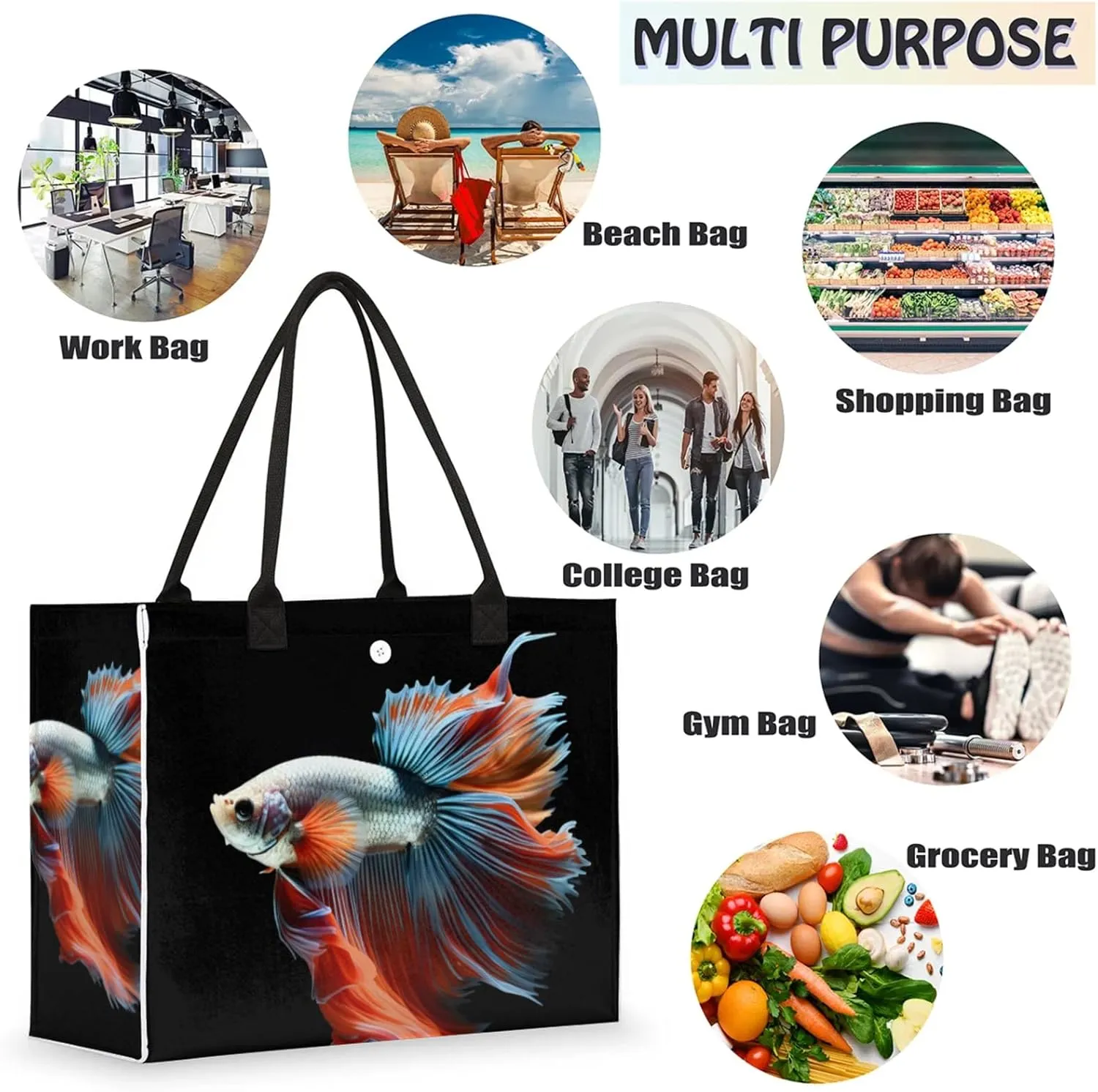 Tote Bag for Women Reusable Canvas Shoulder Bag