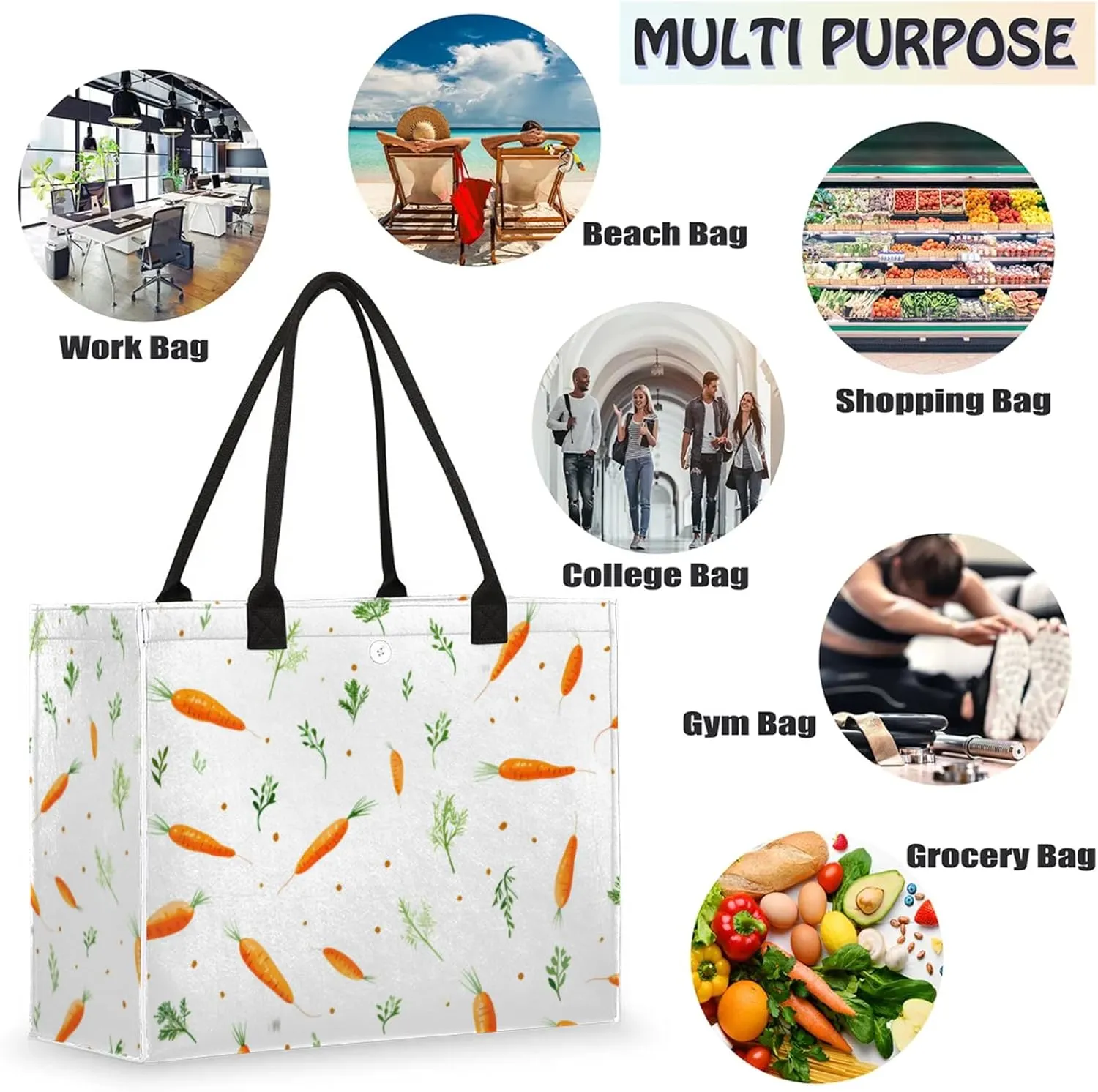 Tote Bag for Women Reusable Canvas Shoulder Bag