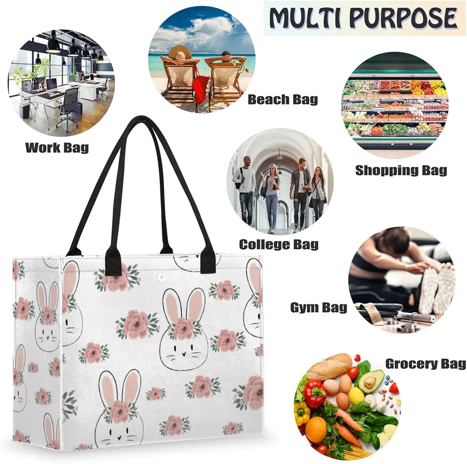 Tote Bag for Women Reusable Canvas Shoulder Bag