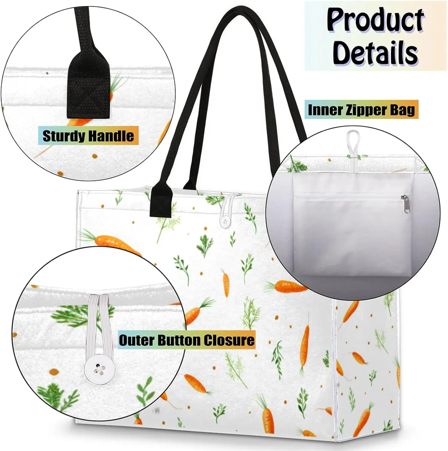Tote Bag for Women Reusable Canvas Shoulder Bag