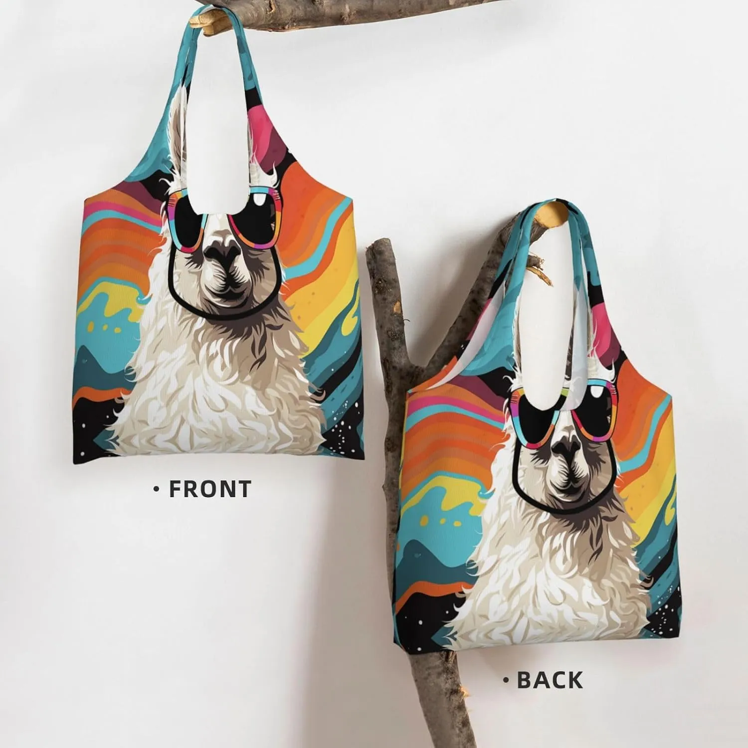 Tote Bag for Women Reusable Grocery Bag Canvas Shopping Bag Animal Flamingo Handbag Foldable Shoulder Bag