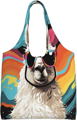 Tote Bag for Women Reusable Grocery Bag Canvas Shopping Bag Animal Flamingo Handbag Foldable Shoulder Bag