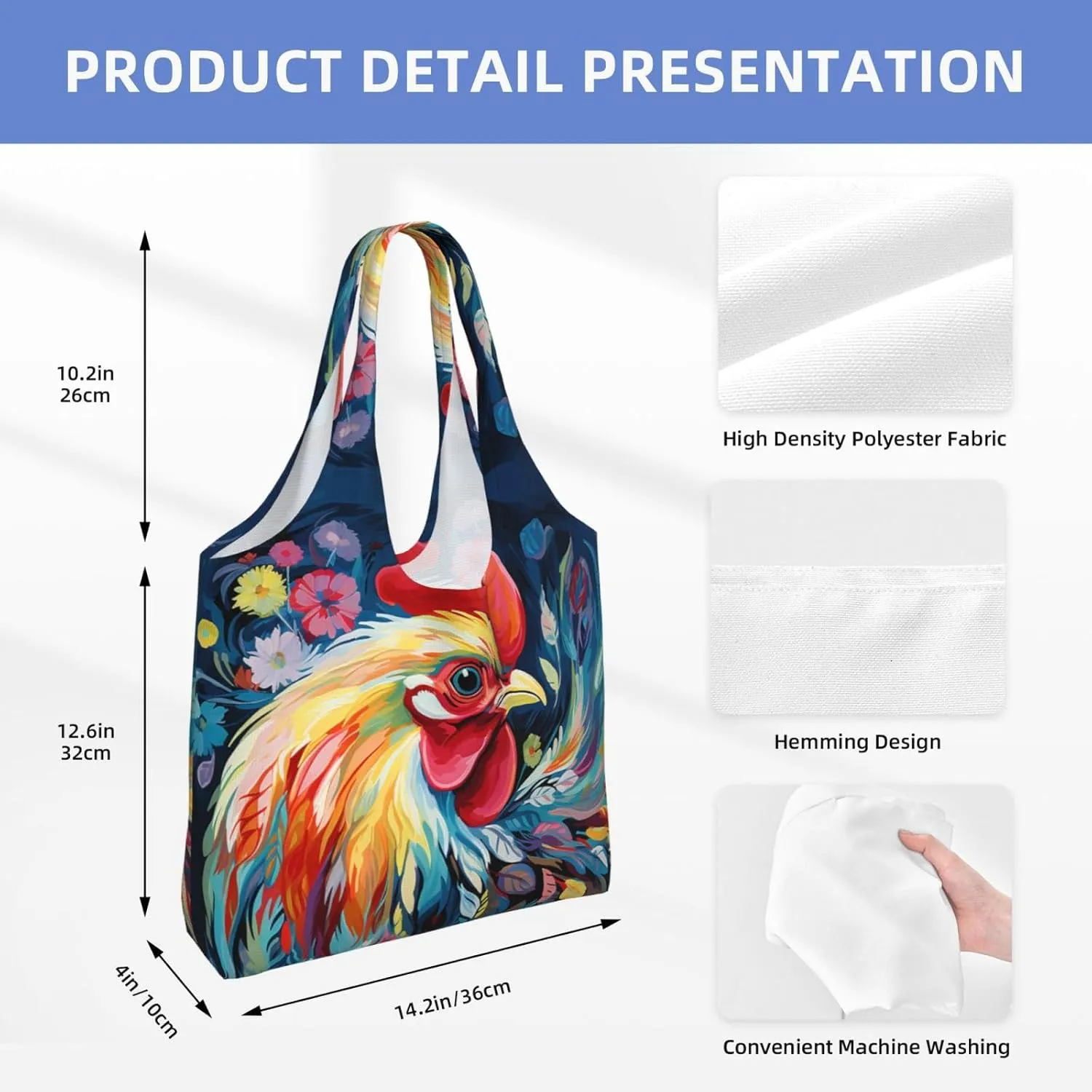 Tote Bag for Women Reusable Grocery Bag Canvas Shopping Bag Beach View Handbag Foldable Shoulder Bag