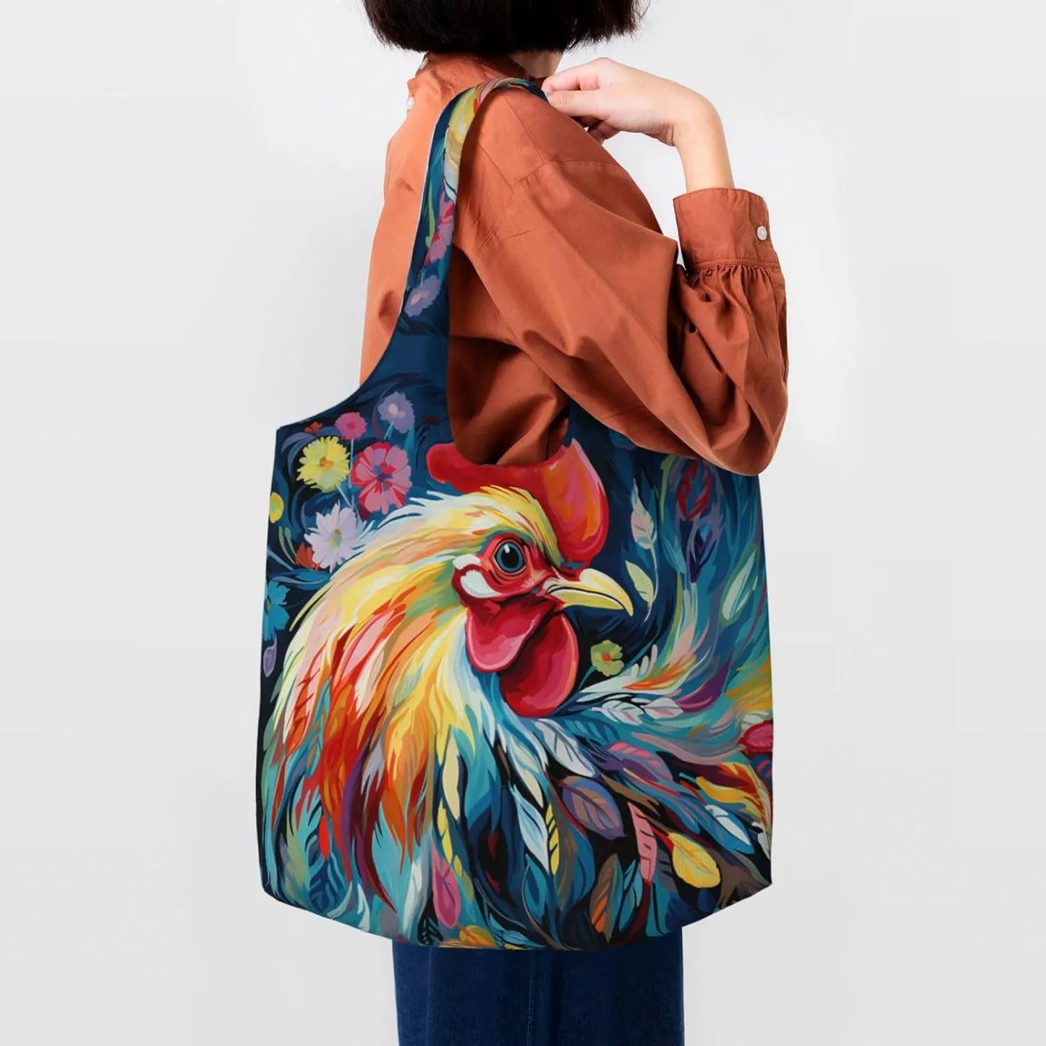 Tote Bag for Women Reusable Grocery Bag Canvas Shopping Bag Beach View Handbag Foldable Shoulder Bag