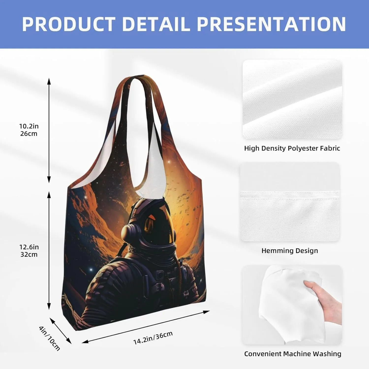 Tote Bag for Women Reusable Grocery Bag Canvas Shopping Bag Beach View Handbag Foldable Shoulder Bag