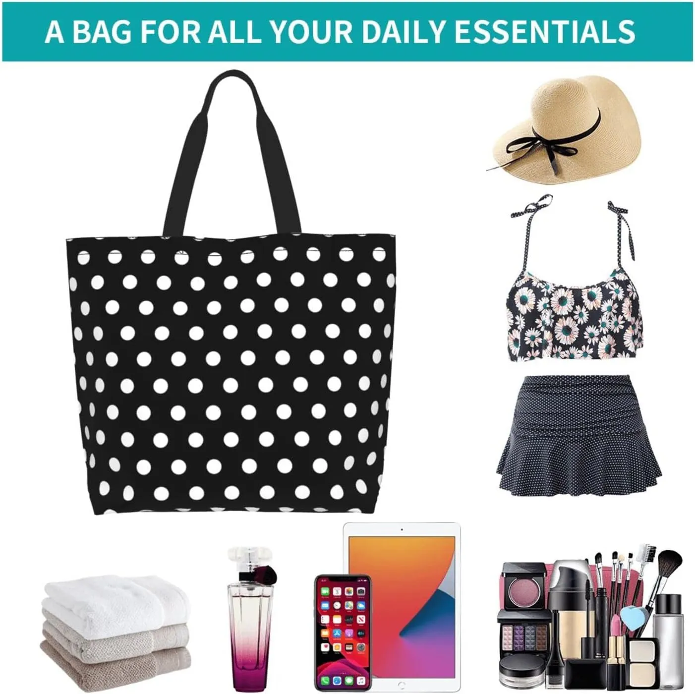 Tote Bag for Women,Large Beach Bag Reusable Grocery Bags Casual Shoulder Bag Handbags for Shopping Travel Work