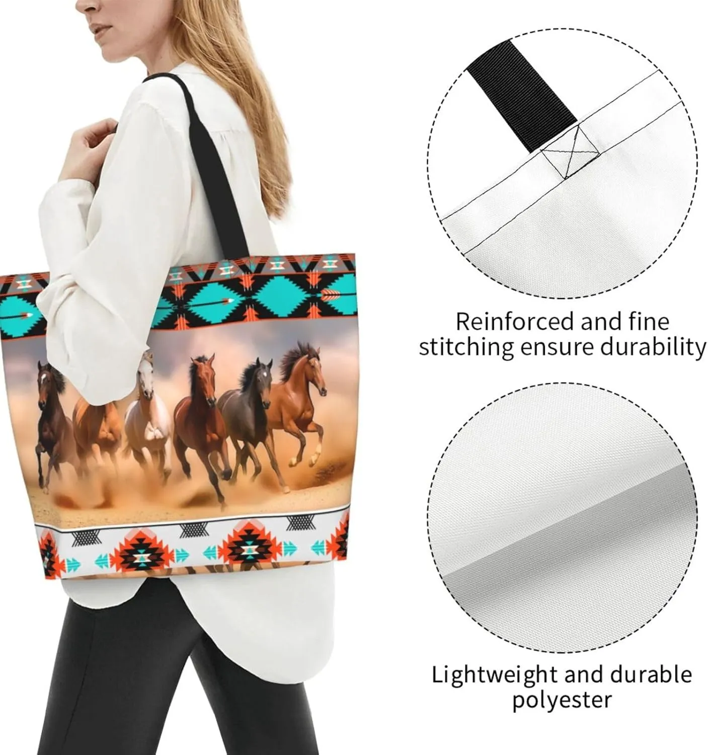 Tote Bag For Womens, Large Casual Shoulder Sling Bags Reusable Grocery Handbag For Travel Shopping Gym