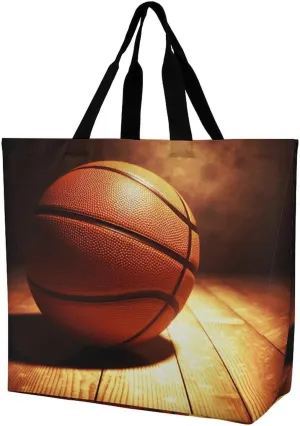 Tote Bag Grocery Bag for Women Shopping Bag Basketball Background Handbags Beach Bag Shoulder Bag for Shopping