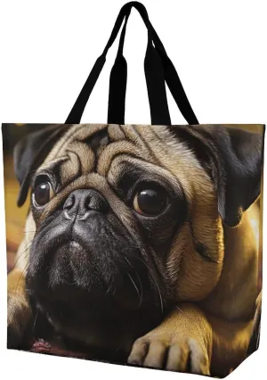 Tote Bag Grocery Bag for Women Shopping Bag Cry Pug Handbags Beach Bag Shoulder Bag for Shopping
