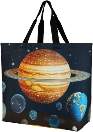 Tote Bag Grocery Bag for Women Shopping Bag Glow in The Dark Solar System Planet Handbags Beach Bag Shoulder Bag for Shopping