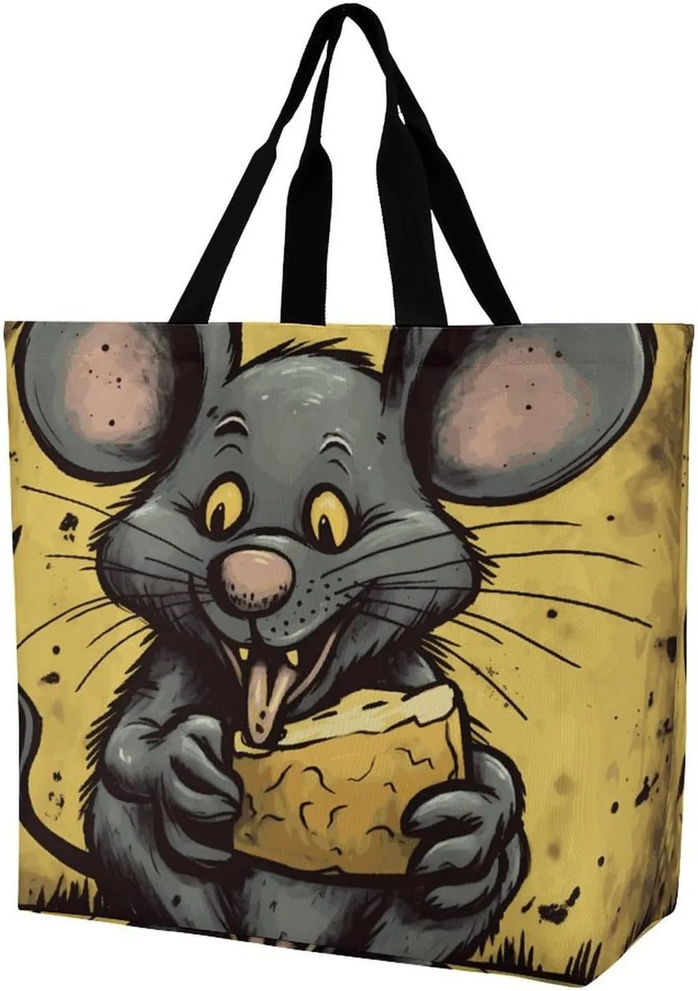 Tote Bag Grocery Bag for Women Shopping Bag Rat Eats A Piece of Cheese Handbags Beach Bag Shoulder Bag for Shopping