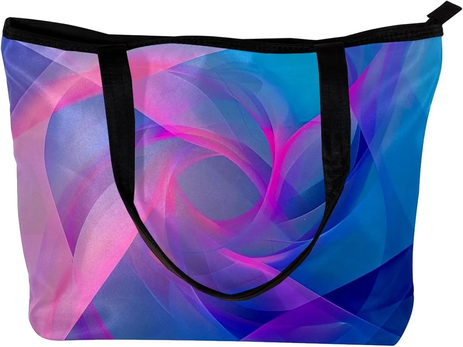 Tote Bag, Large Tote Bag, Tote Bag with Zipper, Modern Blue Pink Line Minimalist Art, Womens Tote Bags for Work
