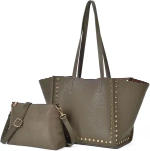 Tote Bag Vegan Leather Purses and Handbags for Women Top Handle Satchel Purse Ladies Shoulder Bags Set 2pcs