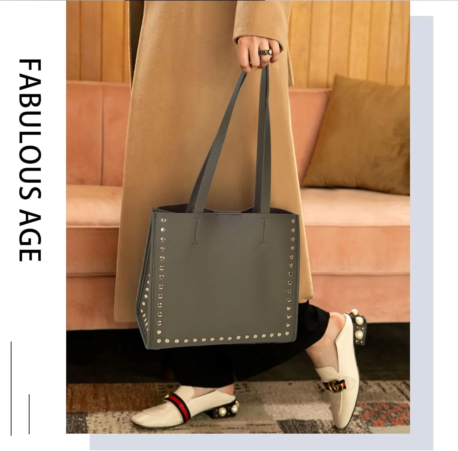 Tote Bag Vegan Leather Purses and Handbags for Women Top Handle Satchel Purse Ladies Shoulder Bags Set 2pcs