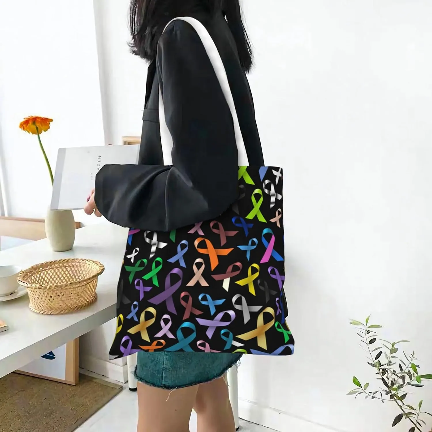 Tote Handbag Shoulder Bags for Women Eco-Friendly Reusable Grocery Shopping Bags for Kitchen