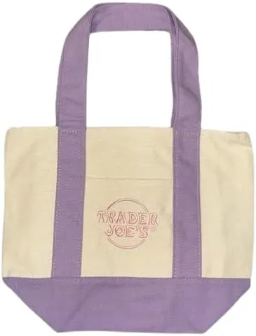 Trader Joe's Mini Pastel Canvas Tote Bag - Mint, Purple, Blue, Pink Handles