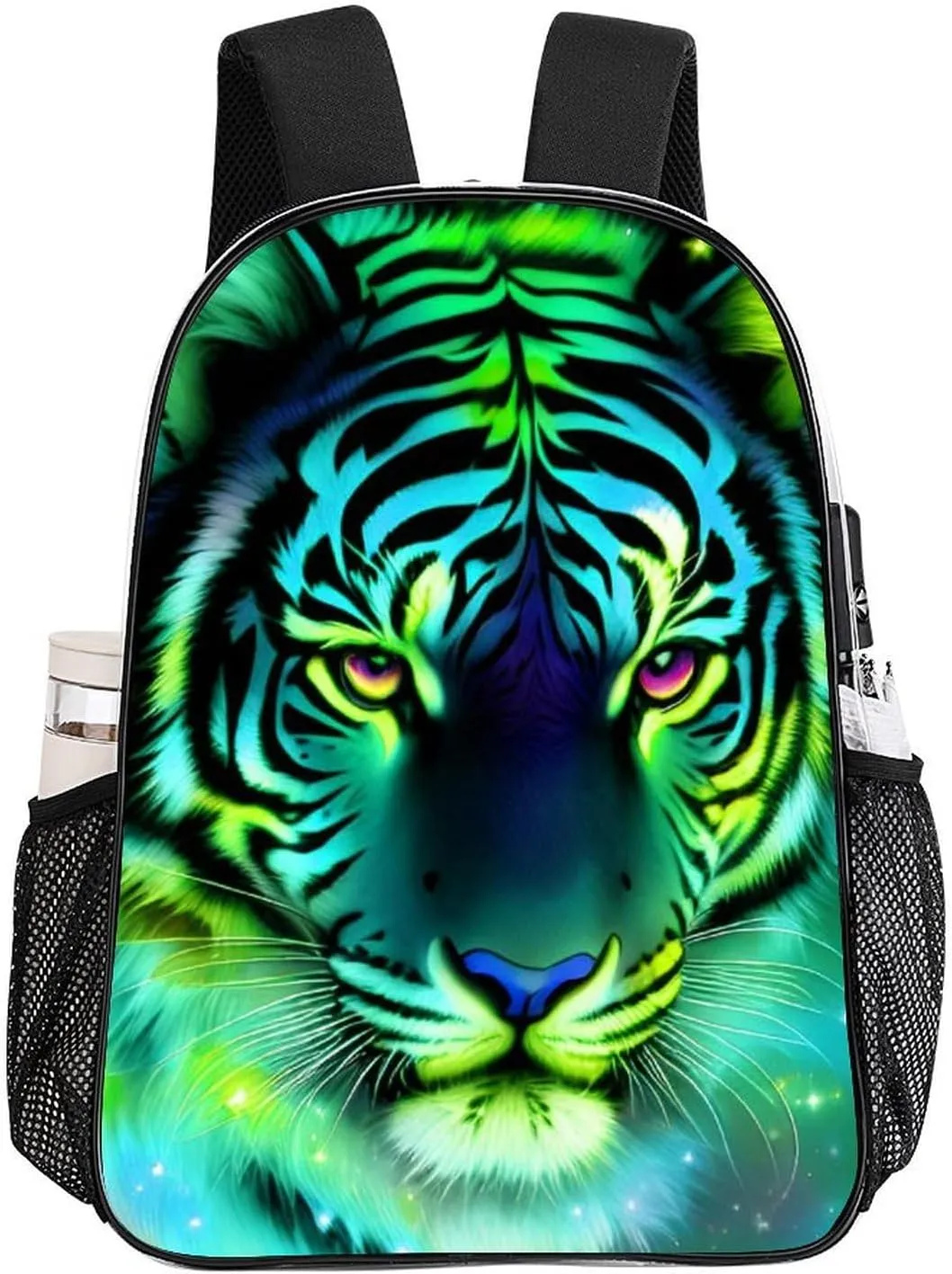 Transparent Daypack Backpack for Climbing Outdoors Running - Big Capacity Multipurpose Anti-Theft Bookbag, Mystic Fantasy Galaxy Sky Tiger Wild Animals Boho Style Travel Hiking & Camping Rucksack