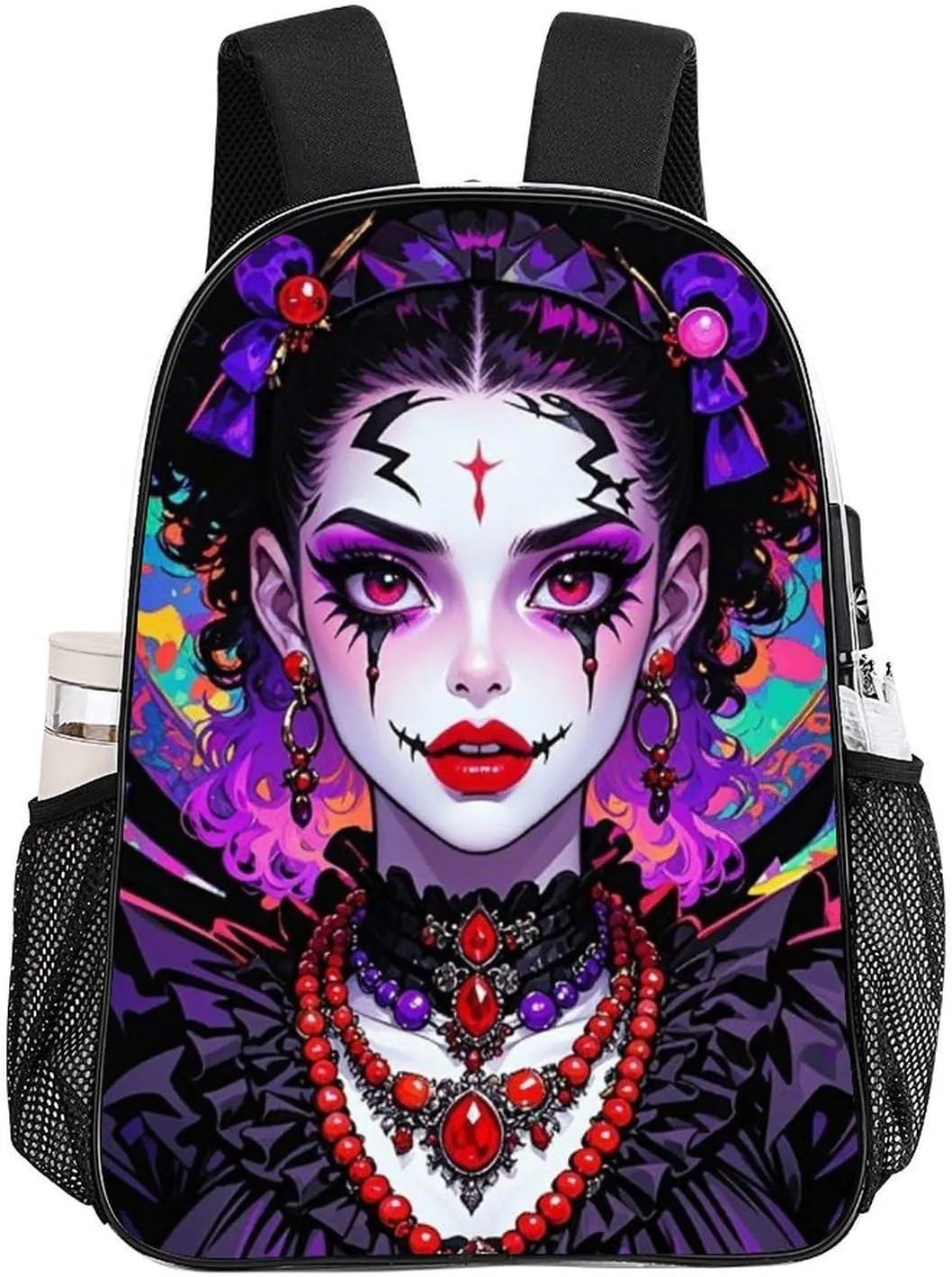 Transparent Daypack Backpack for Sports Travel Running - Big Capacity Anti-Theft Multipurpose Carry On Bag, Trippy Stylish Afro American Woman Cartoon Women Art Laptop Book Bag Rucksack