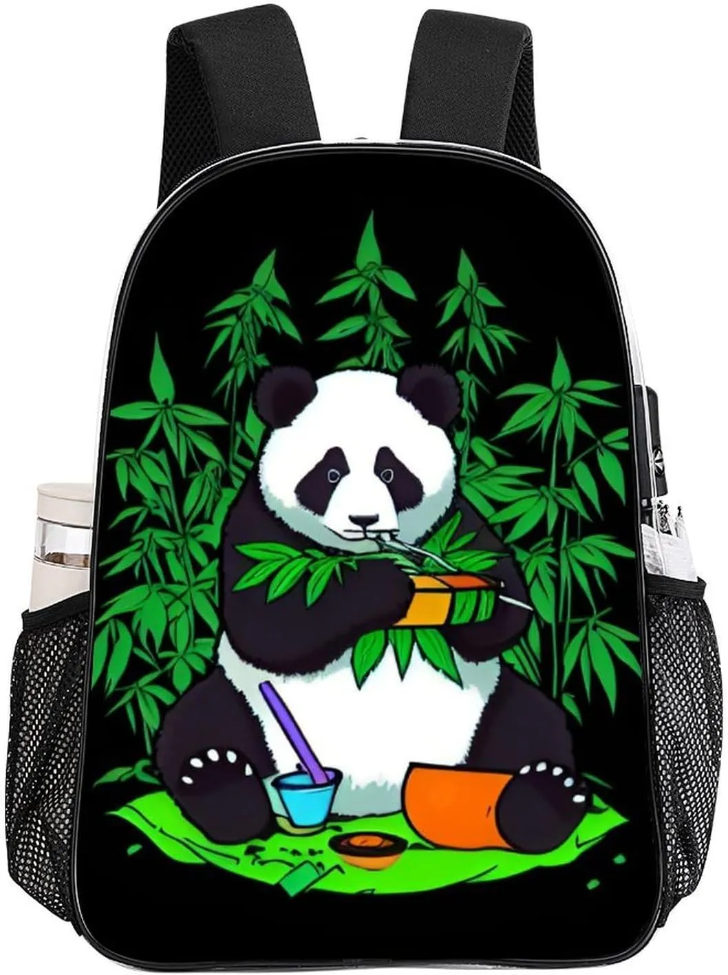 Transparent Daypack for Hiking Work Running - Big Capacity Anti-Theft Multipurpose Shoulder Bag, Hippie Panda Stoner Smoking Marijuanaweed Psychedelic Art Travel and Sport Backpack Rucksack