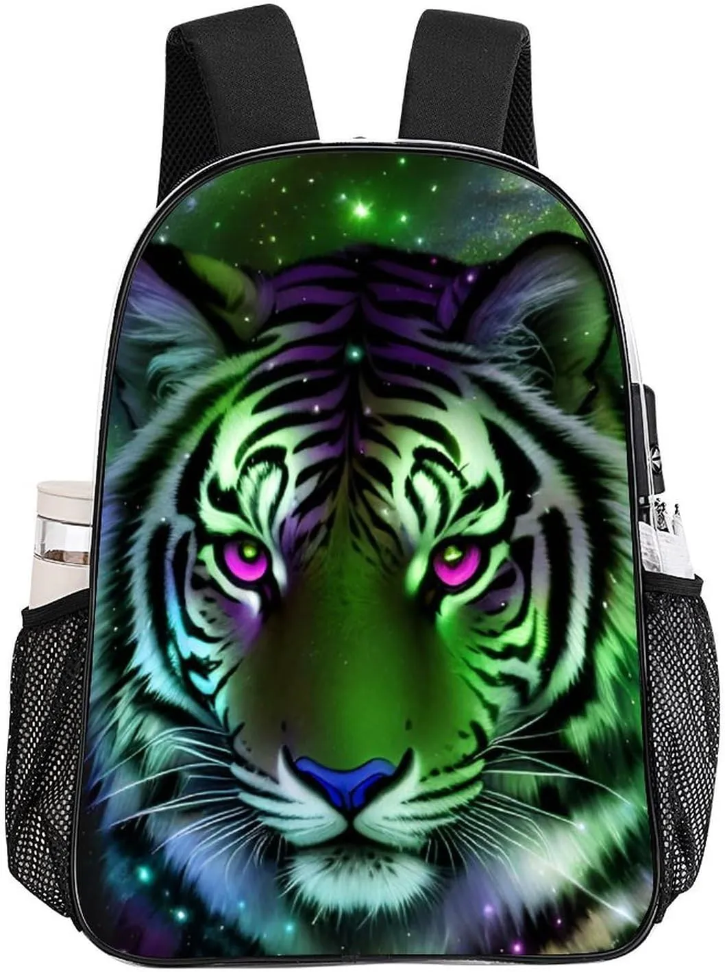 Transparent Daypack for Hiking Work Running - Big Capacity Anti-Theft Multipurpose Shoulder Bag, Mystic Fantasy Galaxy Sky Fantasy Wild Animals Tiger Art Travel and Sport Backpack Rucksack
