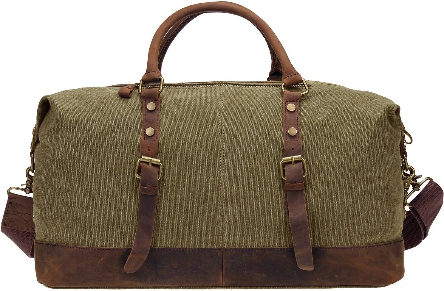 Travel Bags Men Military Canvas Leather Large Tote Duffle Bag Carry on Luggage Weekend Handbag
