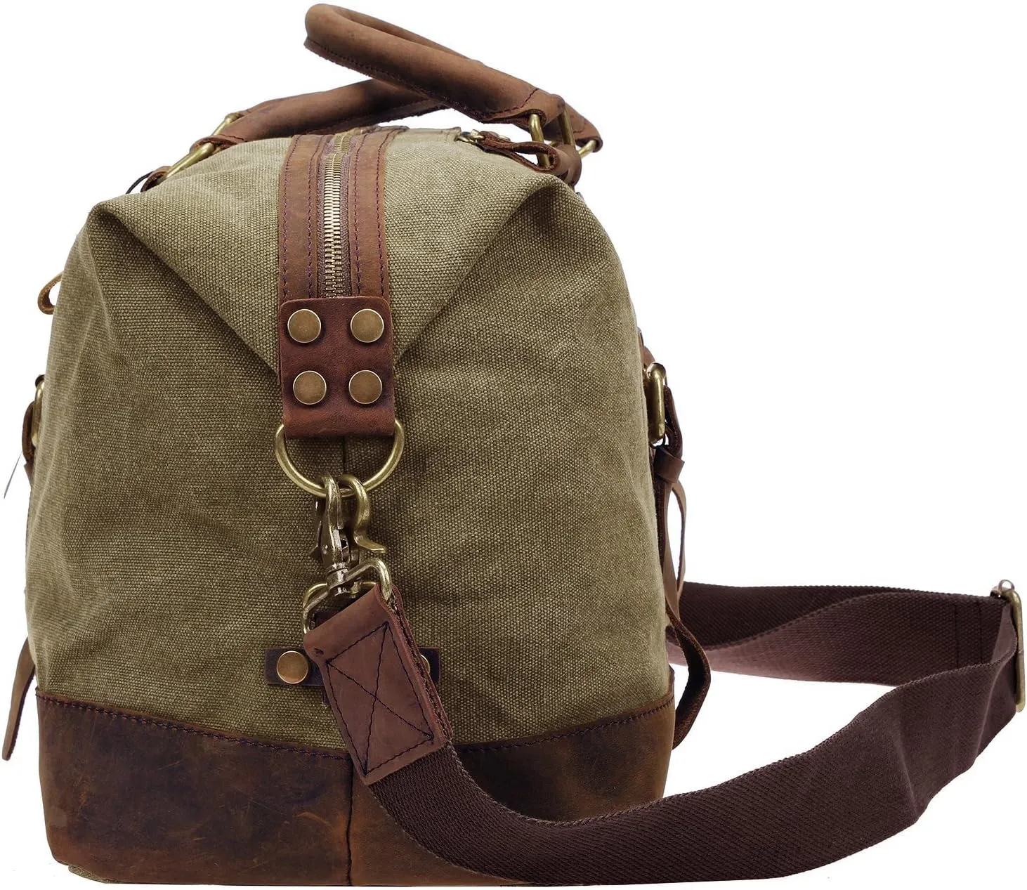 Travel Bags Men Military Canvas Leather Large Tote Duffle Bag Carry on Luggage Weekend Handbag