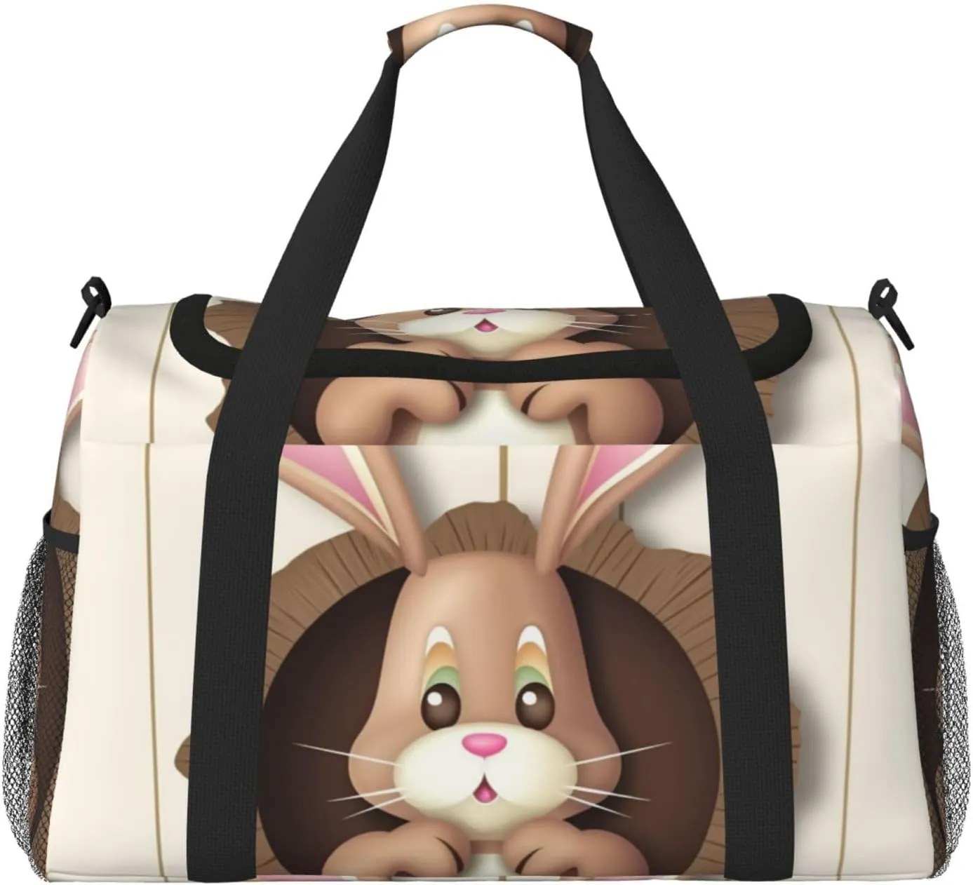Travel Duffel Bag Lightweight Waterproof Carry On Tote Bag Foldable Weekender Overnight Bags Easter Bunny Wooden Hole Sport Gym Bag For Women Men