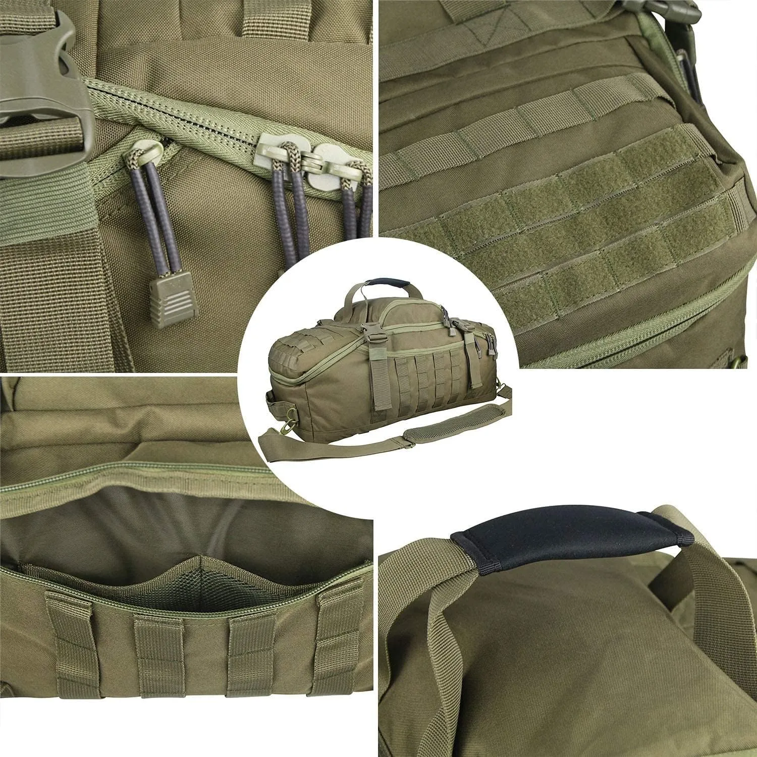Travel Duffle Bag Backpack for Men - Large Tactical Bags Weekender Gym Bag for Overnight Traveling Military Workout Deployment Sports (Green, 80L)