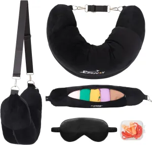 Travel Neck Pillow Stuffable with Clothes, Stuffable Neck Pillow for Travel, Packable Fillable Storage Bag for Airplane Travel, Soft Velvet Neck Pillow Case Cover