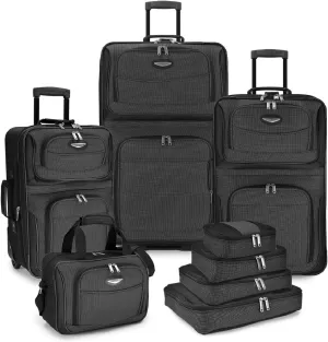 Travel Select Amsterdam Expandable Rolling Upright Luggage, Gray, 8-Piece Set