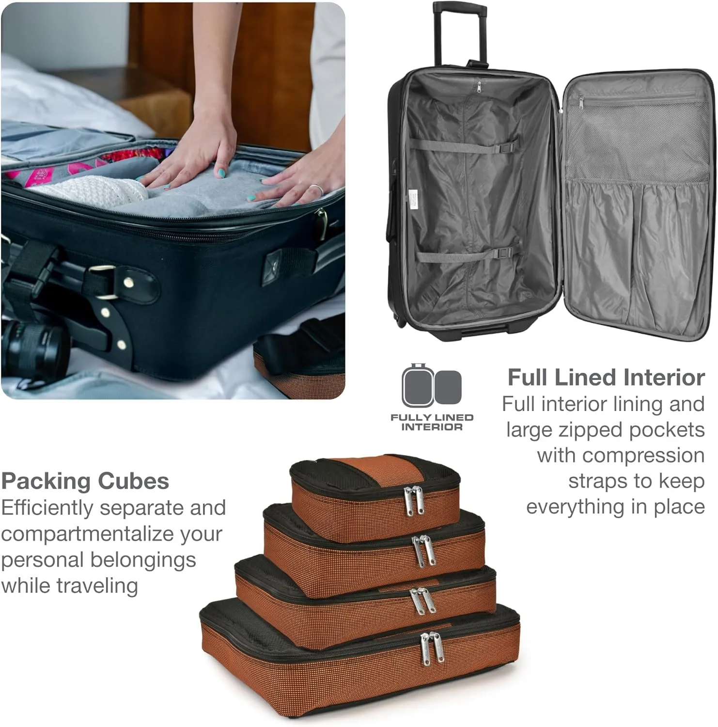 Travel Select Amsterdam Expandable Rolling Upright Luggage, Gray, 8-Piece Set