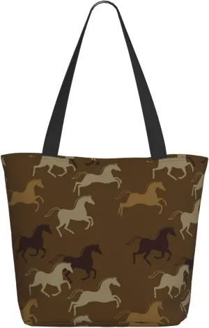 Travel Tote Bag for Women Work - Lightweight Modern Minimalist Horse Brown Shoulder Bag Nurse Bag Beach Handbags for Women, Fashion Large Tote Purse for Women with Zipper