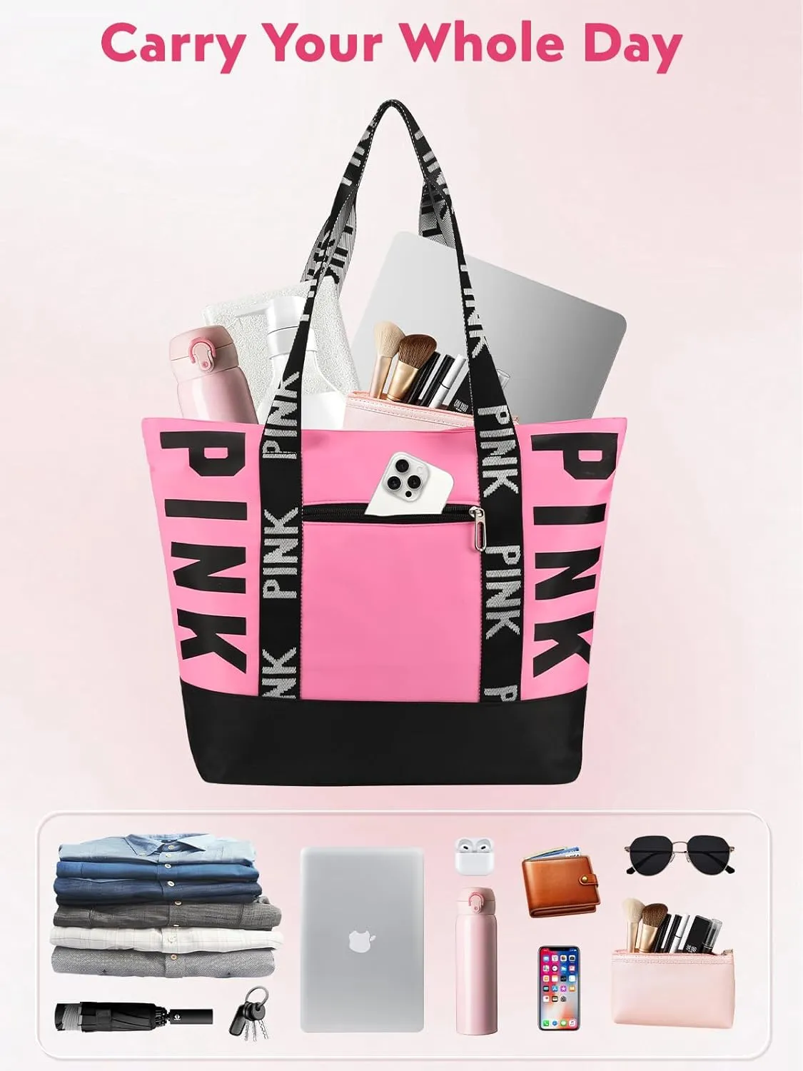 Travel Tote Bags for Women, Waterproof Beach Bag Spend the Night Bags for Women, Travel & Overnight Bag
