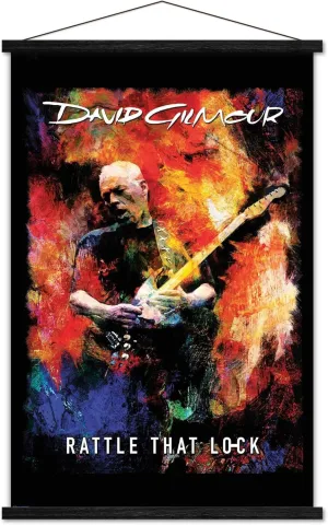Trends International David Gilmour - Rattle That Lock Wall Poster with Magnetic Frame, 34L x 22.4W, Premium Print and Black Hanger Bundle